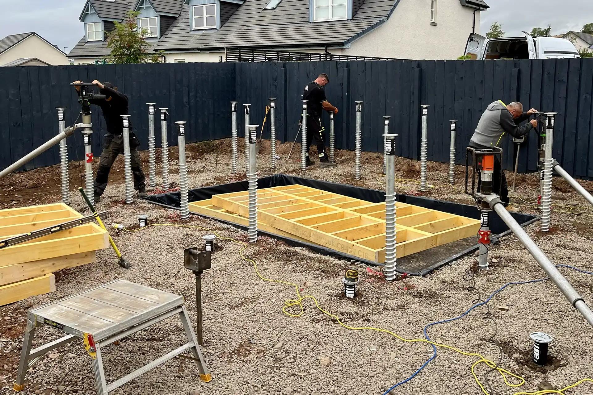 Residential screw pile installation